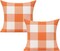 Set of 2 Fall Throw Pillow Covers - Orange & White Plaids (18"x18")